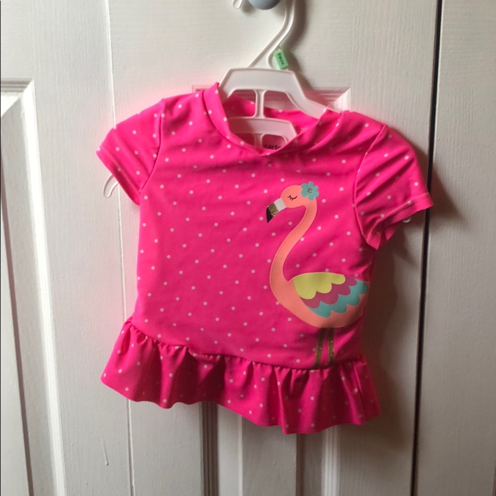 Three Piece Little Girl Flamingo Swimsuit